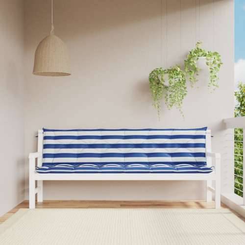 Jastuci za vrtnu klupu 2 kom plavo-bijeli prugasti 200x50x7 cm
