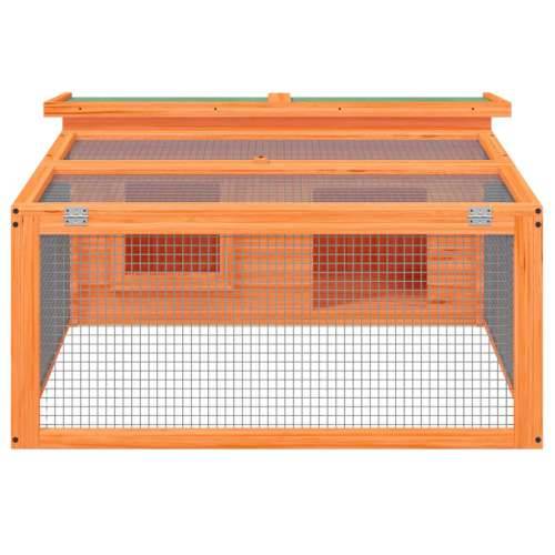 Kavez za zečeve smeđi 117,5 x 97 x 47,5 cm od masivne borovine - Smeđa Cijena