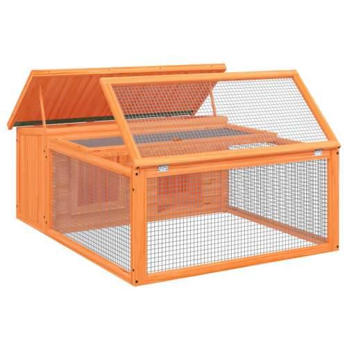 Kavez za zečeve smeđi 117,5 x 97 x 47,5 cm od masivne borovine - Smeđa Cijena