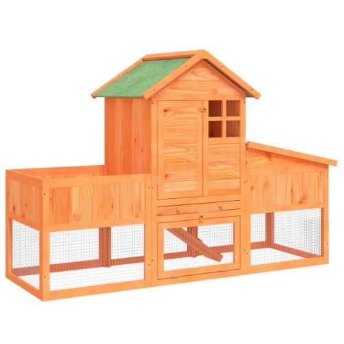 Kavez za zečeve smeđi 170 x 63 x 113 cm od masivne borovine - Smeđa Cijena