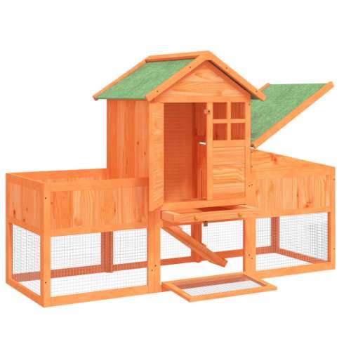 Kavez za zečeve smeđi 170 x 63 x 113 cm od masivne borovine - Smeđa Cijena