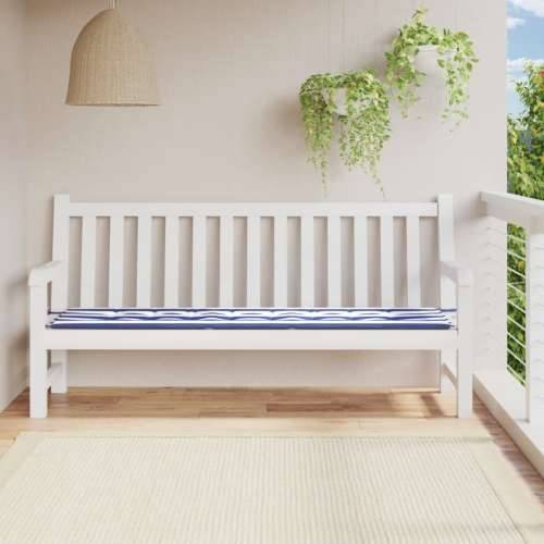 Jastuk za vrtnu klupu plavo-bijeli prugasti 200x50x3 cm tkanina