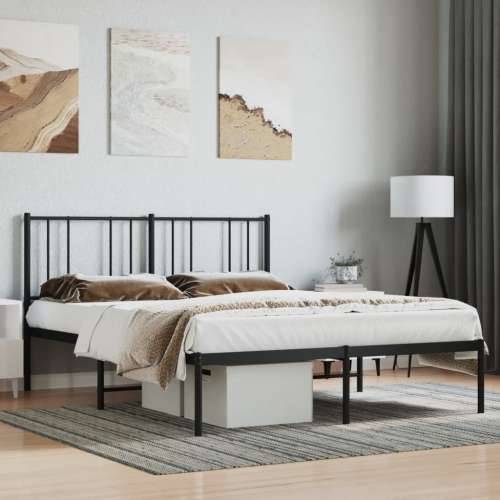 Metalni okvir za krevet s uzglavljem crni 150x200 cm - Crna 150 x 200 cm s uzglavljem Cijena