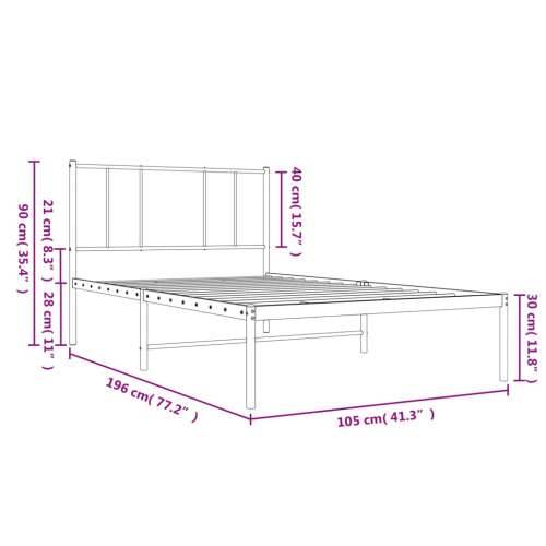 Metalni okvir za krevet s uzglavljem bijeli 100x190 cm - Bijela 100 x 190 cm s uzglavljem Cijena