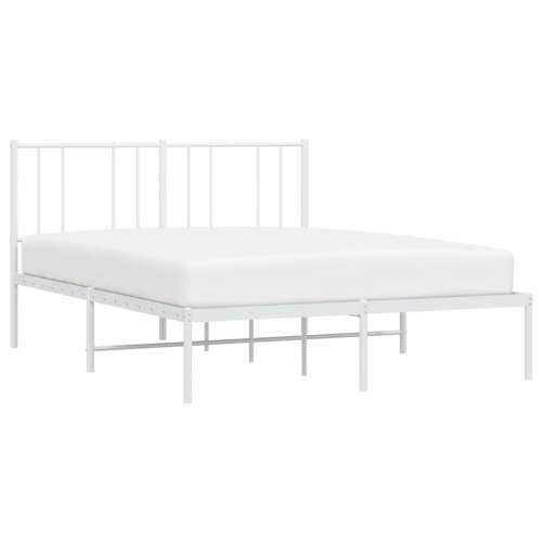 Metalni okvir za krevet s uzglavljem bijeli 150x200 cm - Bijela 150 x 200 cm s uzglavljem Cijena