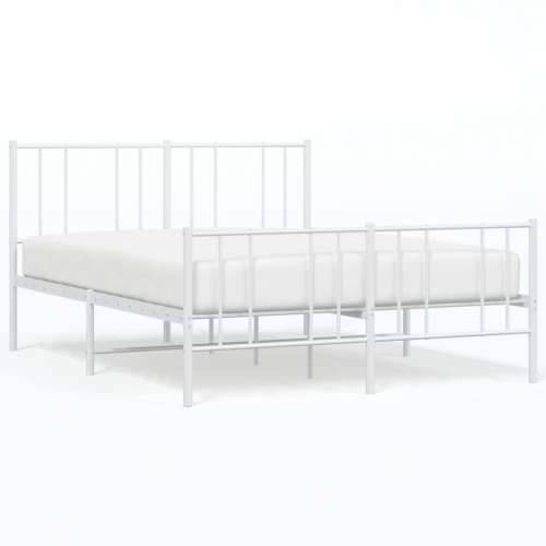 Metalni okvir kreveta uzglavlje i podnožje bijeli 150 x 200 cm Cijena
