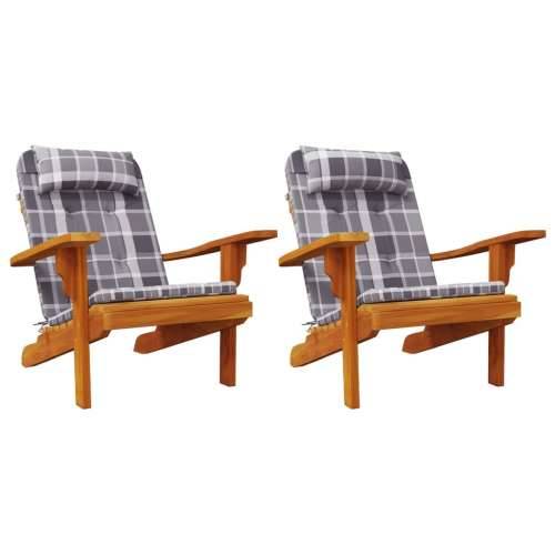 Jastuci za stolicu Adirondack 2 kom sivi karirani od tkanine - Sivi karirani uzorak 2 Cijena