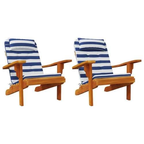 Jastuci za stolicu Adirondack 2 kom plavo-bijele pruge tkanina - Plava i bijela 2 Cijena