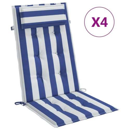 Jastuci za visoku stolicu 4 kom plavo-bijele pruge od tkanine Cijena