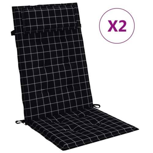 Jastuci za stolicu visoki naslon 2 kom crni karirani od tkanine Cijena