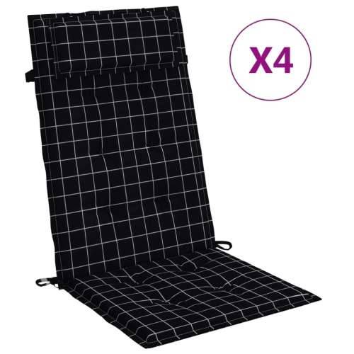 Jastuci za stolicu visoki naslon 4 kom crni karirani od tkanine Cijena