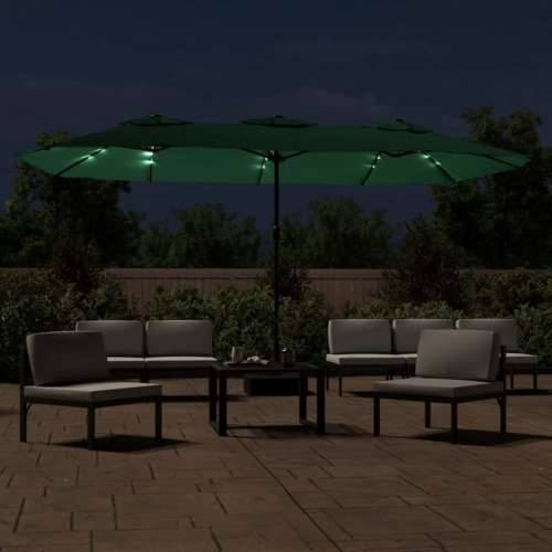 Dvostruki vrtni suncobran s LED svjetlima zeleni 449 x 245 cm - Zelena 1 Cijena