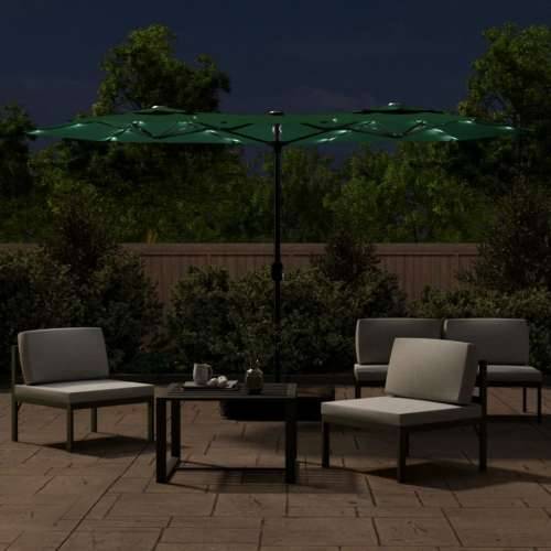 Dvostruki vrtni suncobran s LED svjetlima zeleni 316 x 240 cm - Zelena 1 Cijena