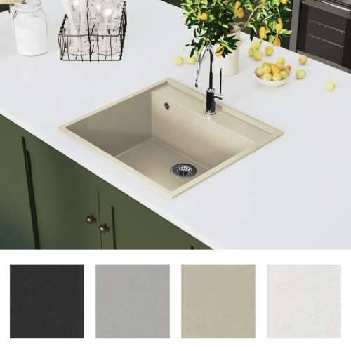 Kuhinjski sudoper s otvorom protiv prelijevanja bež granitni - Bež 530 x 500 x 203 mm Cijena