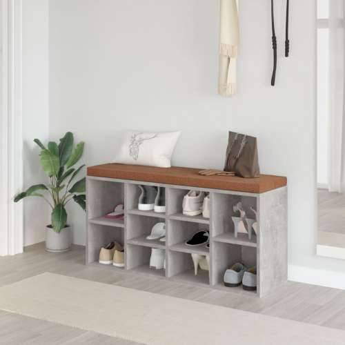 Klupa za cipele boja betona 103x30x48 cm konstruirano drvo - Beton siva Cijena