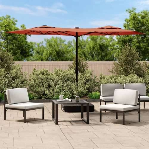 Dvostruki vrtni suncobran s LED svjetlima terakota 316 x 240 cm - Terakota 1 Cijena