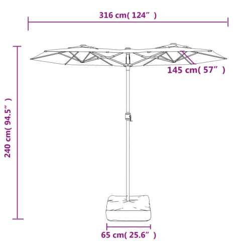 Dvostruki vrtni suncobran s LED svjetlima terakota 316 x 240 cm - Terakota 1 Cijena