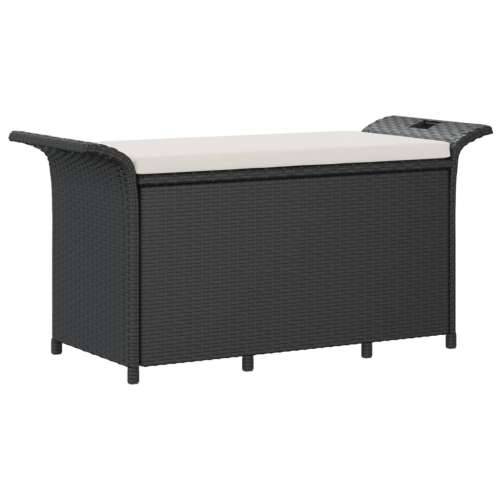 Vrtna klupa s jastukom crna 116 x 46 x 57 cm od poliratana - Crna 116 x 46 x 57 cm 1 Cijena