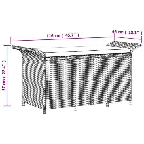 Vrtna klupa s jastukom crna 116 x 46 x 57 cm od poliratana - Crna 116 x 46 x 57 cm 1 Cijena