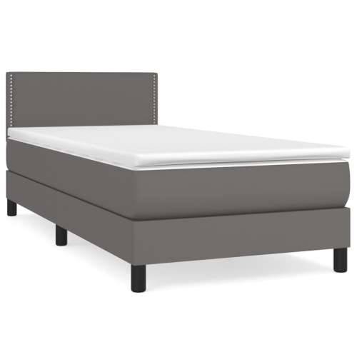 Krevet s oprugama i madracem sivi 100x200 cm od umjetne kože - Siva 100 x 200 cm Obično s čavlima Cijena