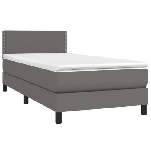 Krevet s oprugama i madracem sivi 100x200 cm od umjetne kože - Siva 100 x 200 cm Obično s čavlima Cijena
