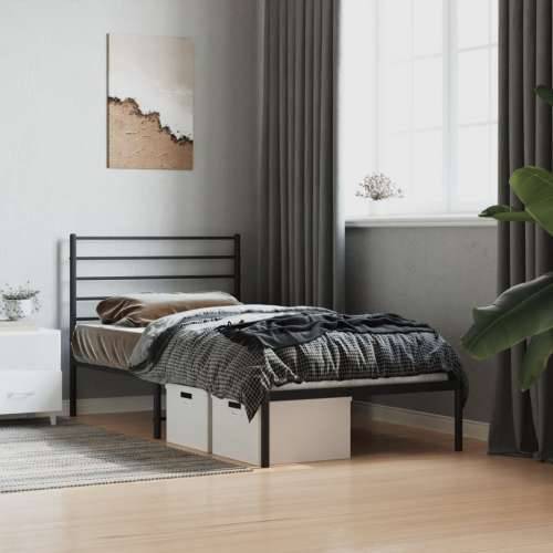 Metalni okvir za krevet s uzglavljem crni 100x200 cm - Crna 100 x 200 cm s uzglavljem Cijena