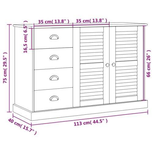 Komoda s ladicama VIGO 113 x 40 x 75 cm od masivne borovine - Smeđa 1 Cijena