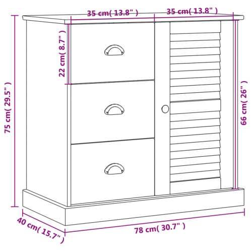 Komoda s ladicama VIGO 78x40x75 cm bijela od masivne borovine - Bijela 1 Cijena