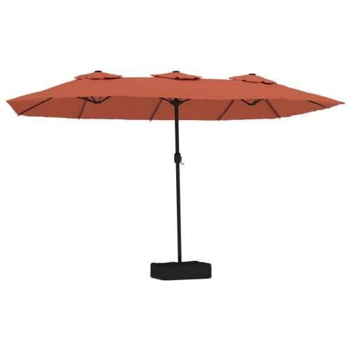 Dvostruki vrtni suncobran s LED svjetlima terakota 449 x 245 cm - Terakota 1 Cijena