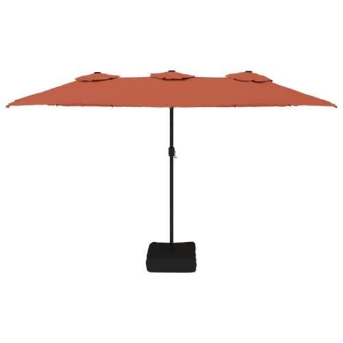 Dvostruki vrtni suncobran s LED svjetlima terakota 449 x 245 cm - Terakota 1 Cijena