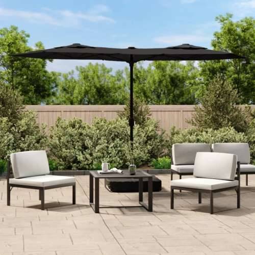 Dvostruki vrtni suncobran s LED svjetlima crni 316 x 240 cm - Crna 1 Cijena