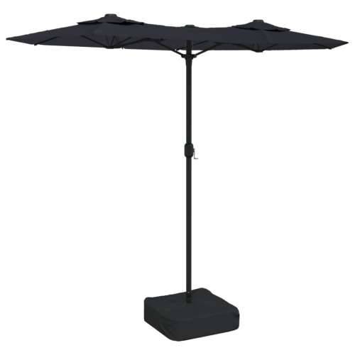 Dvostruki vrtni suncobran s LED svjetlima crni 316 x 240 cm - Crna 1 Cijena
