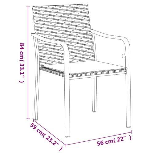 Vrtne stolice s jastucima 2 kom smeđe 56x59x84 cm od poliratana - Smeđa 2 Cijena