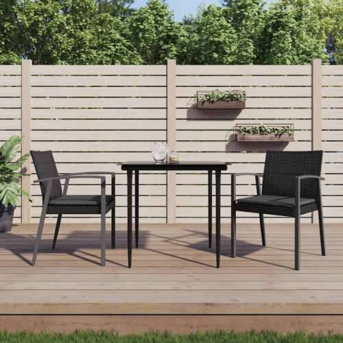 Vrtne stolice s jastucima 2 kom crne 56,5x57x83 cm poliratan - Crna 2 Cijena