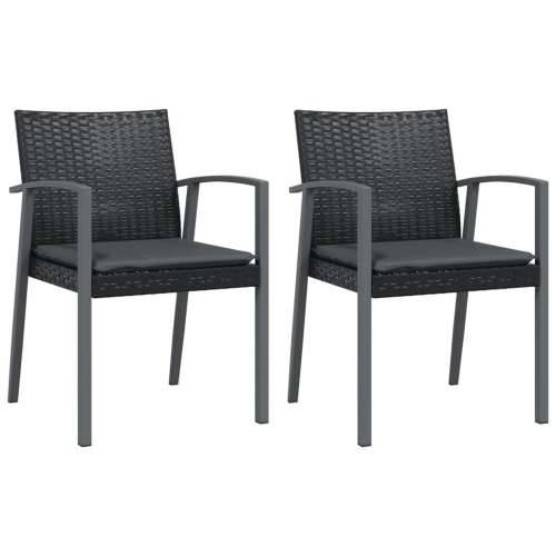 Vrtne stolice s jastucima 2 kom crne 56,5x57x83 cm poliratan - Crna 2 Cijena