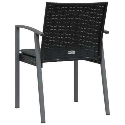 Vrtne stolice s jastucima 2 kom crne 56,5x57x83 cm poliratan - Crna 2 Cijena