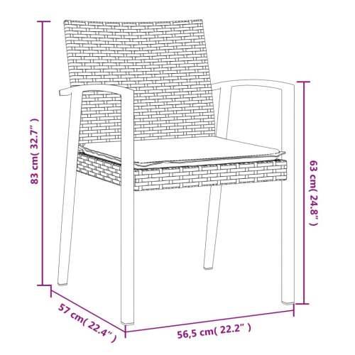Vrtne stolice s jastucima 2 kom crne 56,5x57x83 cm poliratan - Crna 2 Cijena