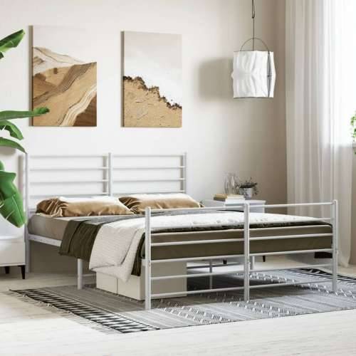 Metalni okvir kreveta uzglavlje i podnožje bijeli 140 x 190 cm Cijena