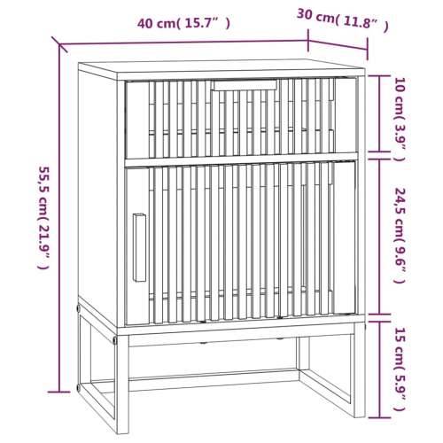 Noćni ormarić 40 x 30 x 55,5 cm od konstruiranog drva i željeza - Smeđa 1 Cijena