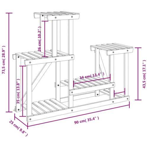 Stalak za cvijeće 90 x 25 x 73,5 cm od masivne jelovine Cijena