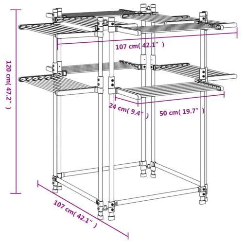 Stalak za sušenje rublja 107 x 107 x 120 cm aluminijski Cijena