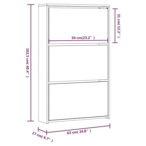 Ormarić za cipele s ogledalom i 3 razine bijeli 63x17x102,5 cm - Visoko sjajno bijela 1 102.5 cm Cijena
