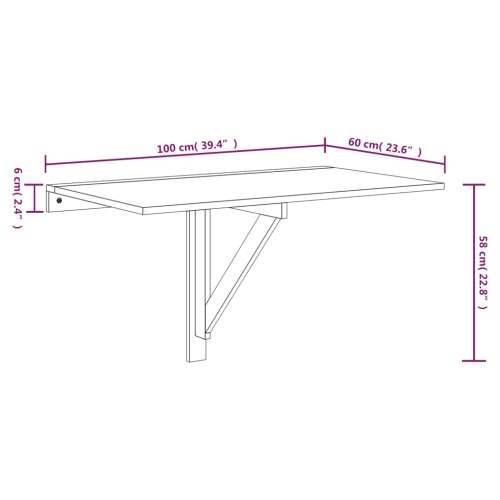 Sklopivi zidni stolić Boja dimljenog hrasta 100x60x56 cm drveni - Dimljeni hrast 1 Cijena