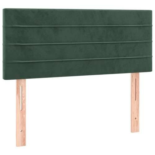 Krevet box spring s madracem LED tamnozeleni 90x190 cm baršun - Tamnozelena 90 x 190 cm vodoravne pruge Cijena