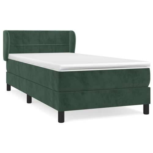 Box spring krevet s madracem tamnozeleni 90x190 cm baršunasti - Tamnozelena 90 x 190 cm Blok s kvadratima Cijena