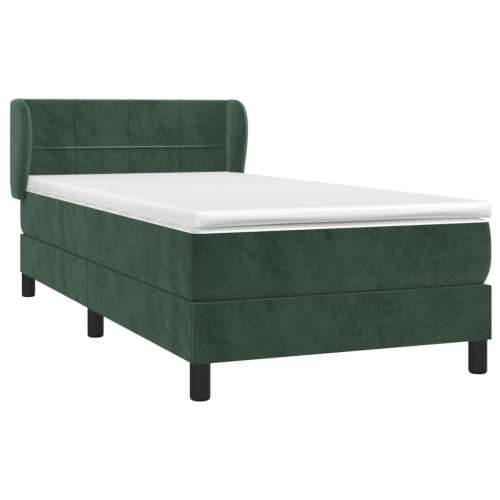 Box spring krevet s madracem tamnozeleni 90x190 cm baršunasti - Tamnozelena 90 x 190 cm Blok s kvadratima Cijena