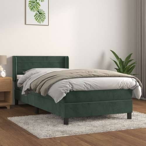 Box spring krevet s madracem tamnozeleni 90x190 cm baršunasti - Tamnozelena 90 x 190 cm vodoravne pruge Cijena