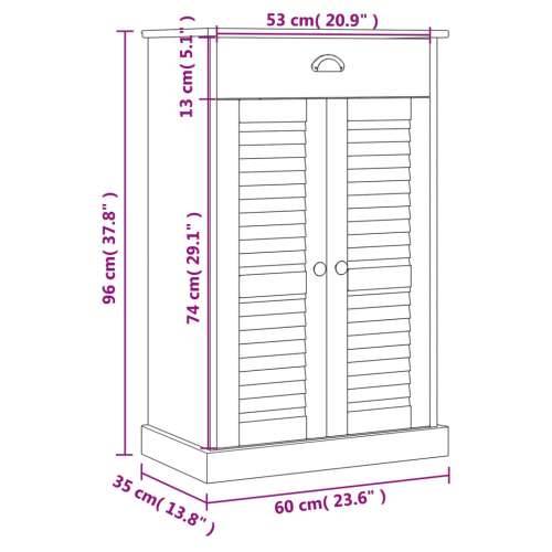 Ormarić za cipele VIGO sivi 60 x 35 x 96 cm od masivne borovine - Siva 1 Cijena