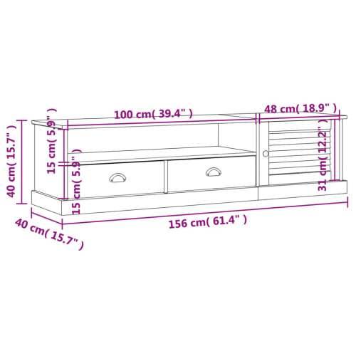 TV ormarić VIGO bijeli 156 x 40 x 40 cm od masivne borovine - Bijela 1 Cijena