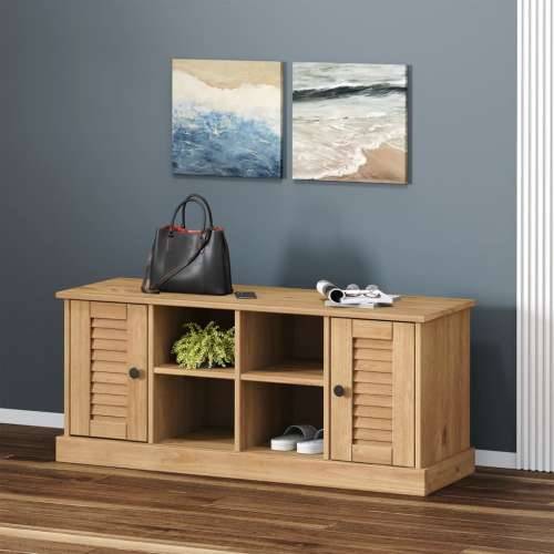 Klupa za cipele VIGO 106 x 35 x 45 cm od masivne borovine - Smeđa Cijena
